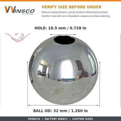 جودة  Polished Stainless Steel Double-Hole Decorative Ball with Customizable Hole Diameter in 201/304/316 Grades مصنع