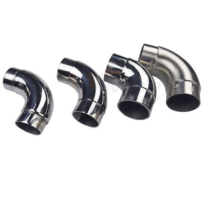 جودة  Custom Surface Finish 201/304/316 Grade Stainless Steel Elbow Handrail Tube Connector in Metric and Inch Sizes مصنع