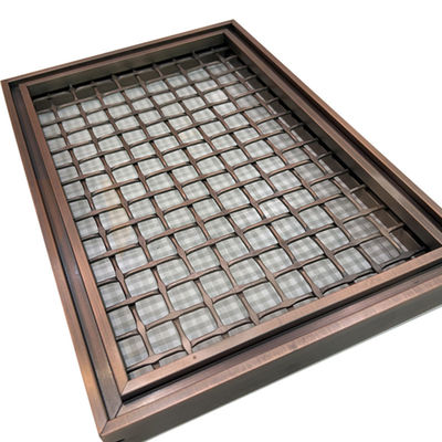 PVD Color Square Shape 316 Grid Stainless Steel Wire Mesh Panels لمقسم الفضاء