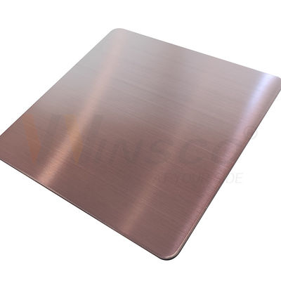 1000x2000mm صفائح الفولاذ المقاوم للصدأ شعري ارتفع الذهب DIN 20134316