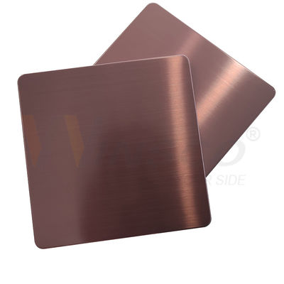 1000x2000mm صفائح الفولاذ المقاوم للصدأ شعري ارتفع الذهب DIN 20134316