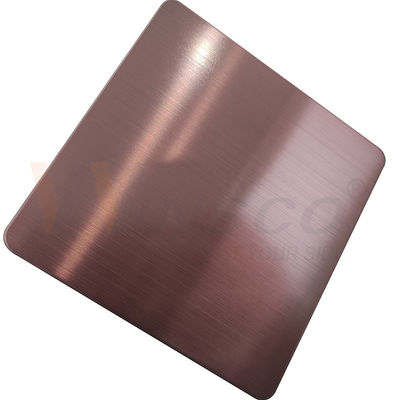 1000x2000mm صفائح الفولاذ المقاوم للصدأ شعري ارتفع الذهب DIN 20134316