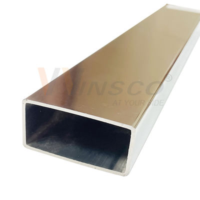 Decorativo TUBO مستطيل BRILLANTE مصقول 600 C-304 X 6 METROS الفولاذ المقاوم للصدأ Inox أنبوب مسطح