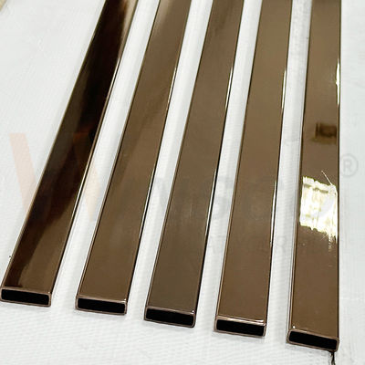 SUS 304 8K سطح المرآة PVD لون أنبوب مستطيل من غير المقاوم للصدأ 30mmx10mm حجم 1.2mm 1.5mm سمك أنبوب الحمام من الفولاذ المقاوم للصدأ