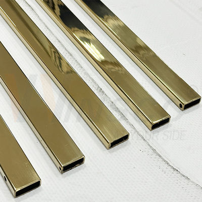 SUS 304 8K سطح المرآة PVD لون أنبوب مستطيل من غير المقاوم للصدأ 30mmx10mm حجم 1.2mm 1.5mm سمك أنبوب الحمام من الفولاذ المقاوم للصدأ